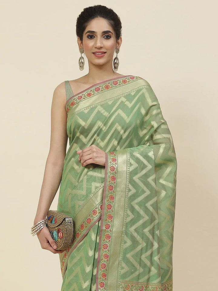 Zig Zag Cotton Woven Saree