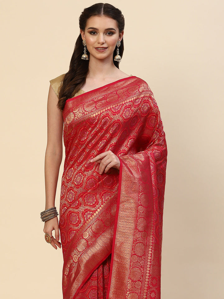 Bandhej Handloom Woven Saree