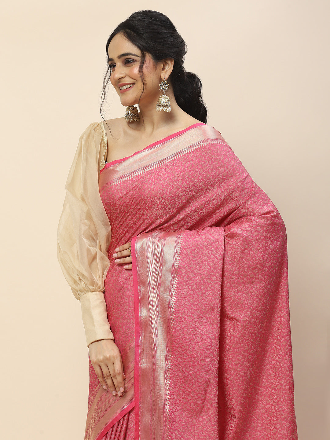 Resham Zari Border Woven Cotton Saree