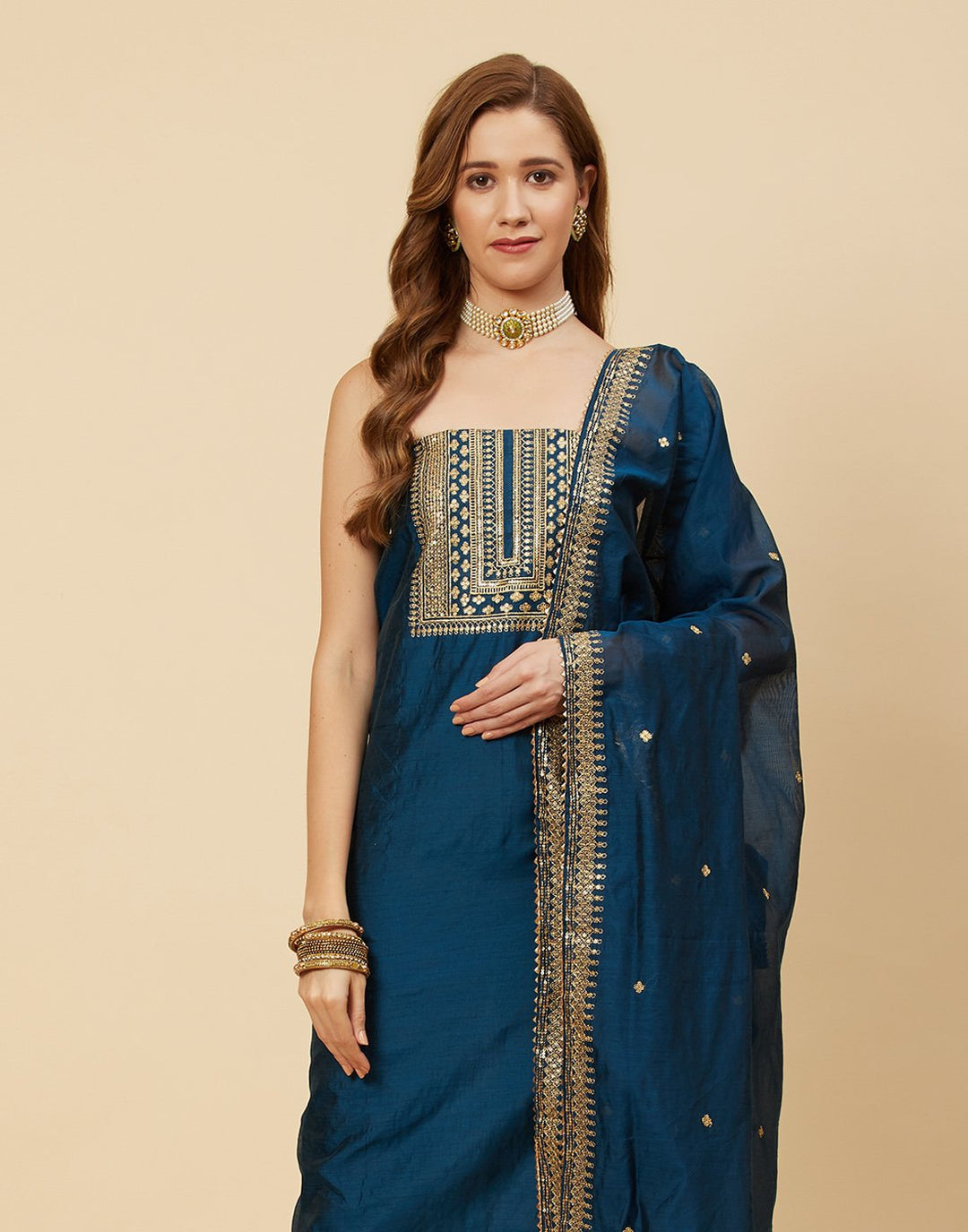 Embroidered Chanderi Suit Piece
