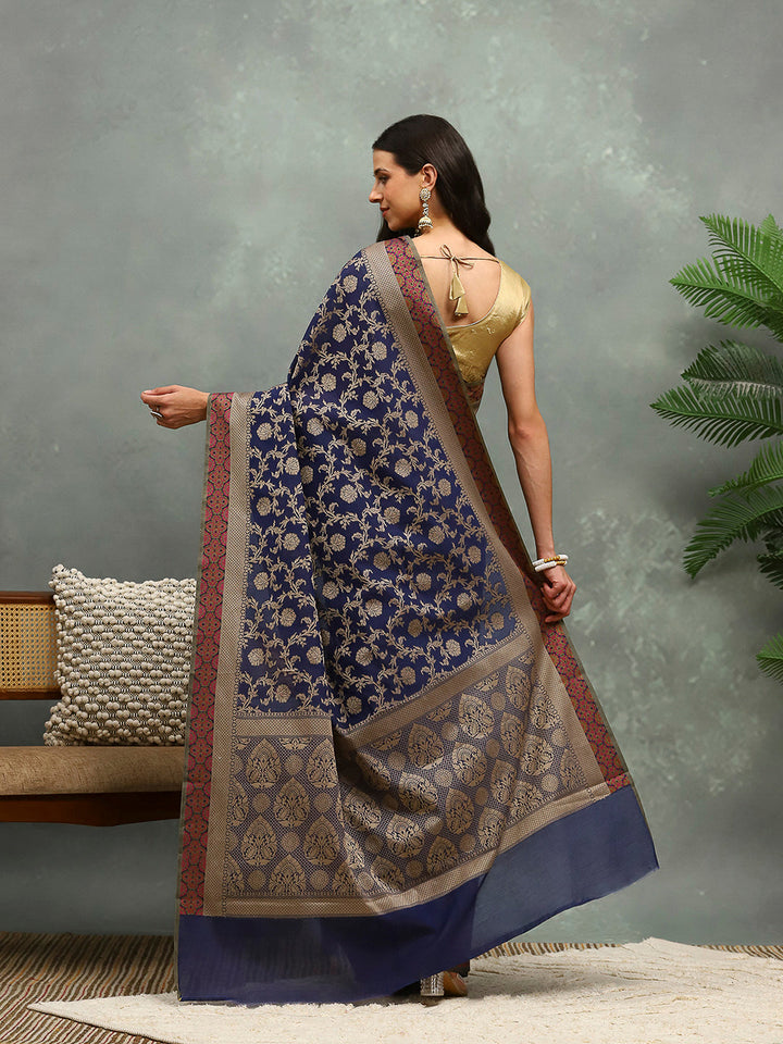 Resham Woven Design Cotton Blend Woven Saree