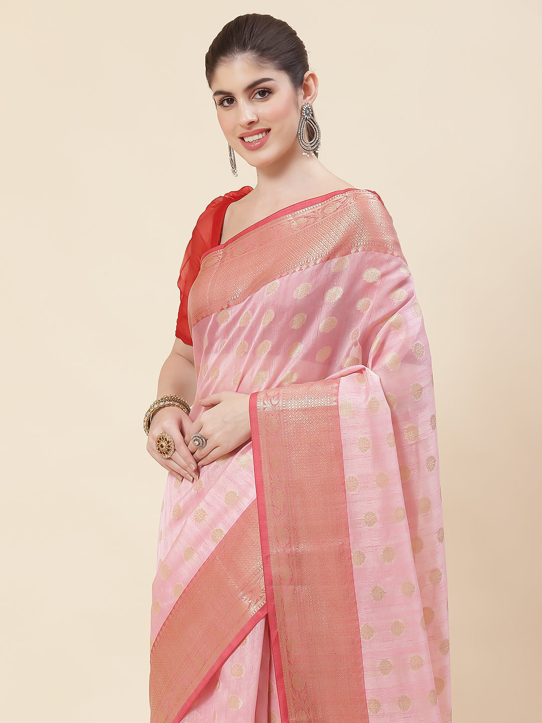 Zari Booti Cotton Woven Saree