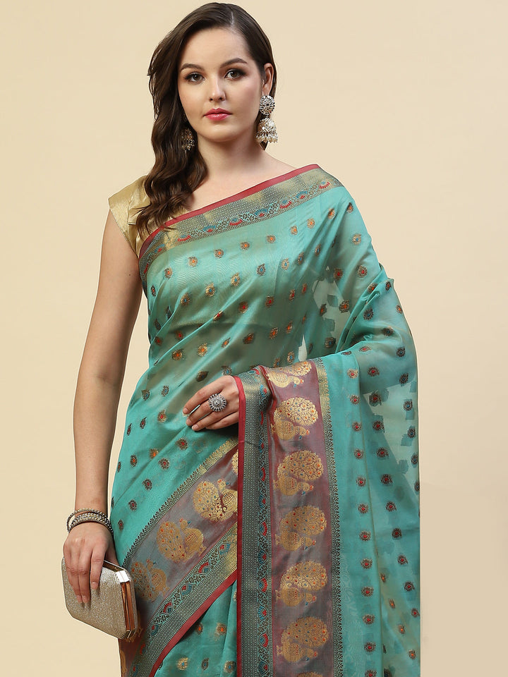 Zari Booti Cotton Woven Saree