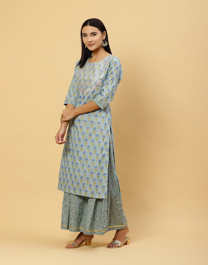 Printed Cotton Kurti With Palazzo