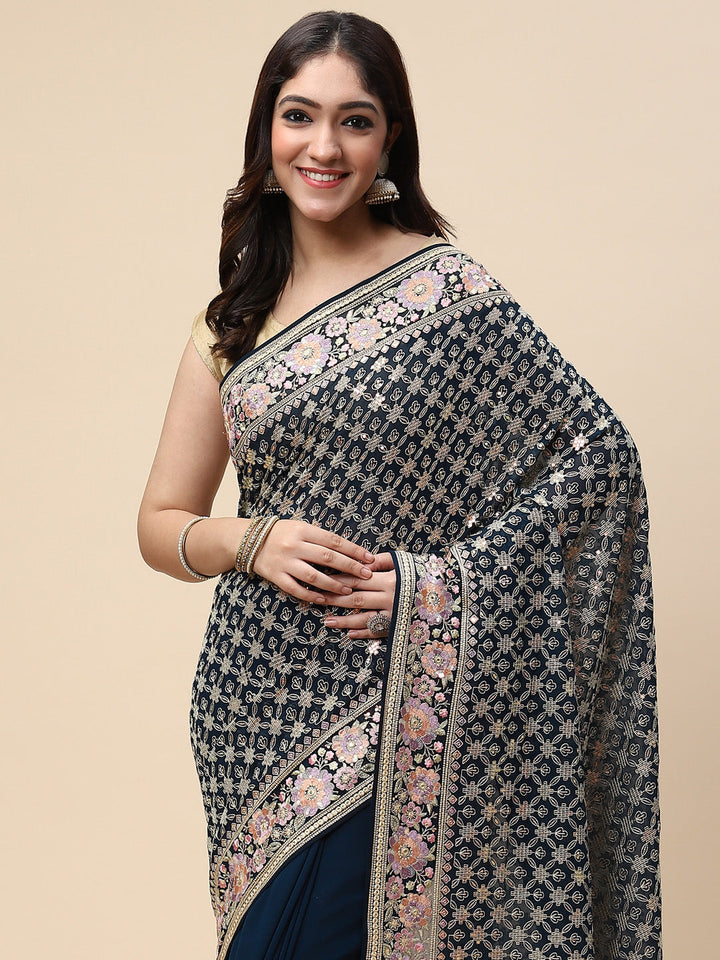 Sequin Embroidered Georgette Saree