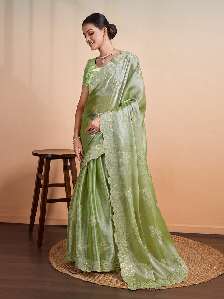 Embroidered Chiffon Saree