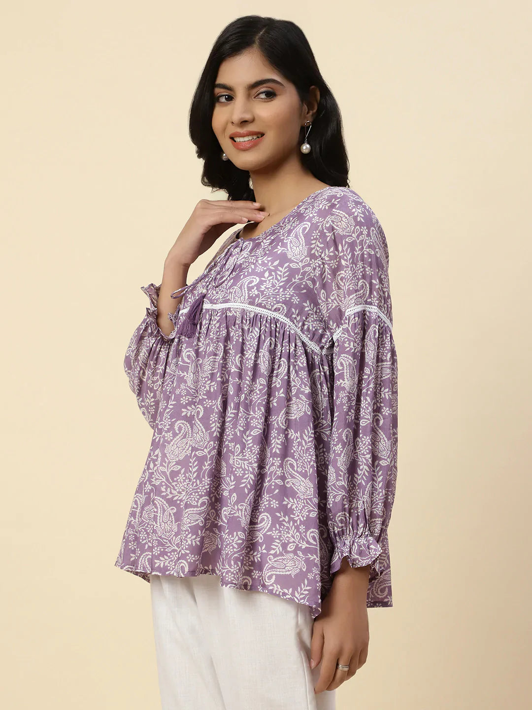 Floral Printed Muslin Kurta