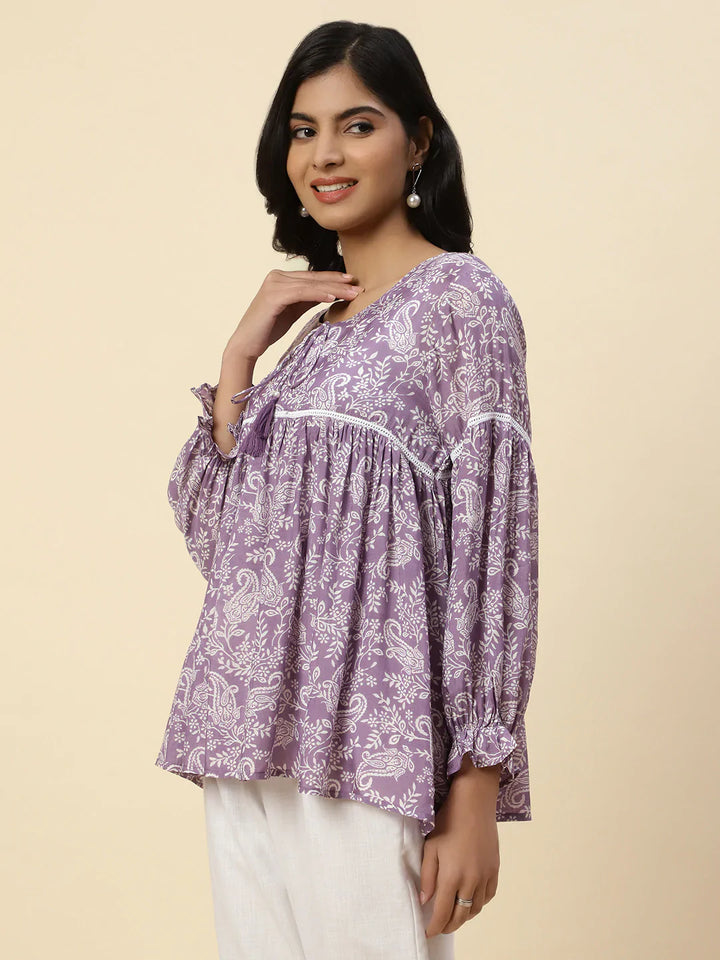 Floral Printed Muslin Kurta