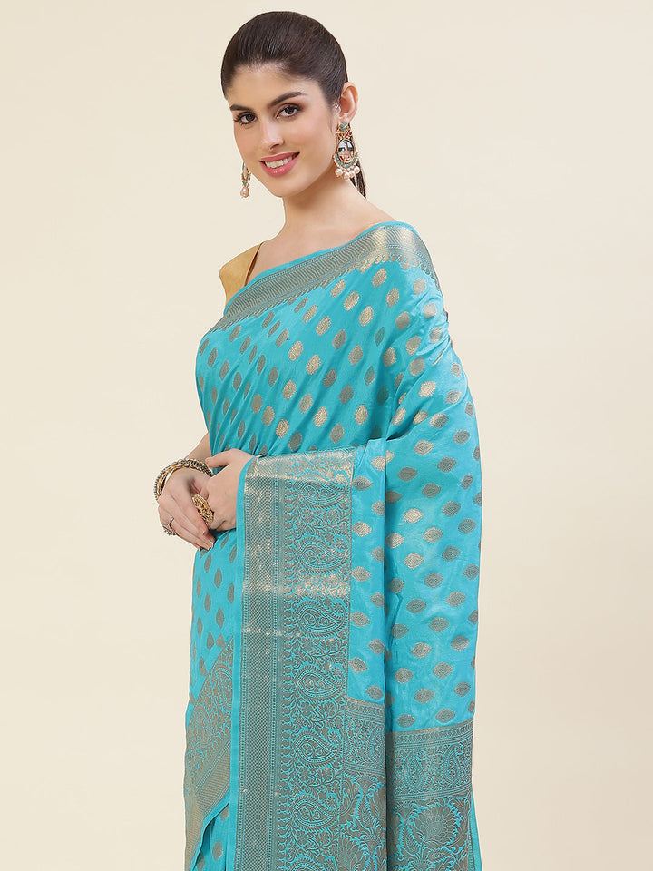 Zari Border Booti Handloom Woven Saree