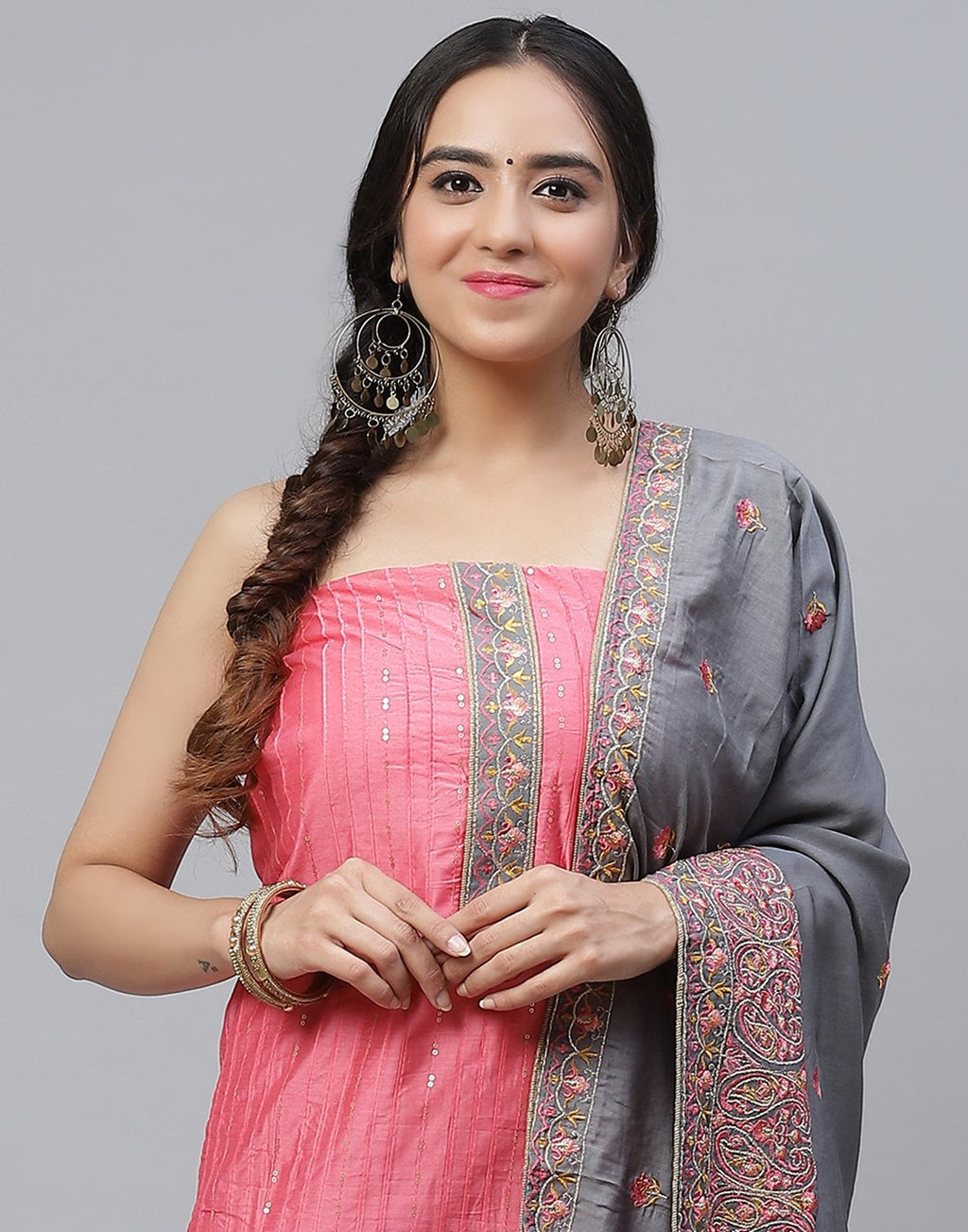 Chanderi Embroidered Suit Piece