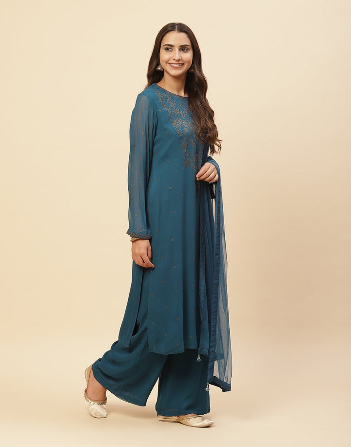 Swarovski Embroidered Georgette Salwar Kameez Stitched Suit With Dupatta