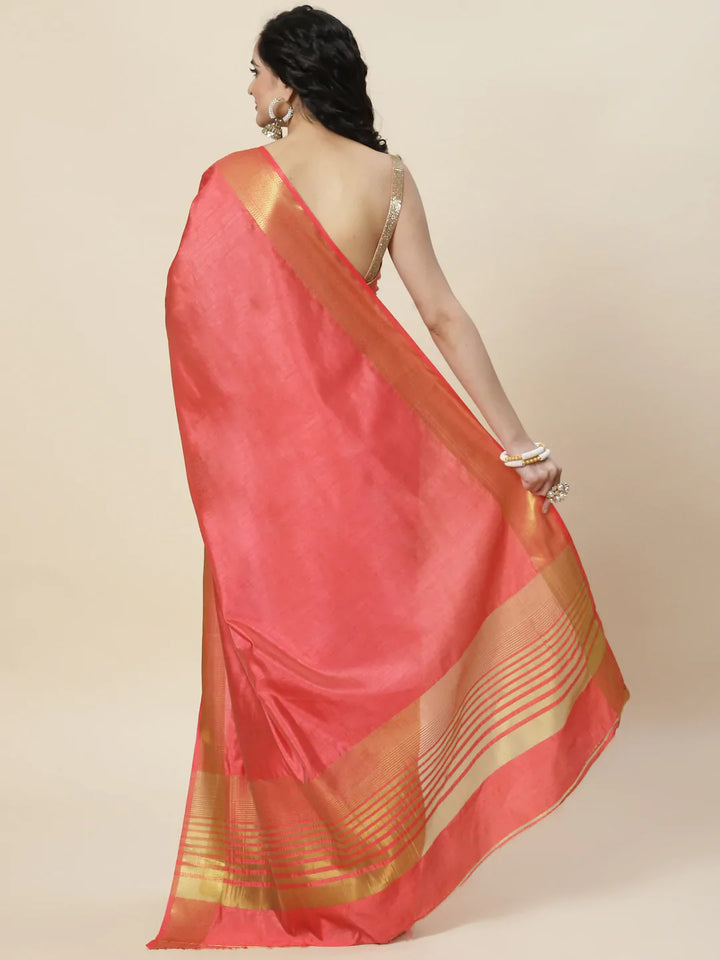 Plain Zari Border Handloom Woven Saree