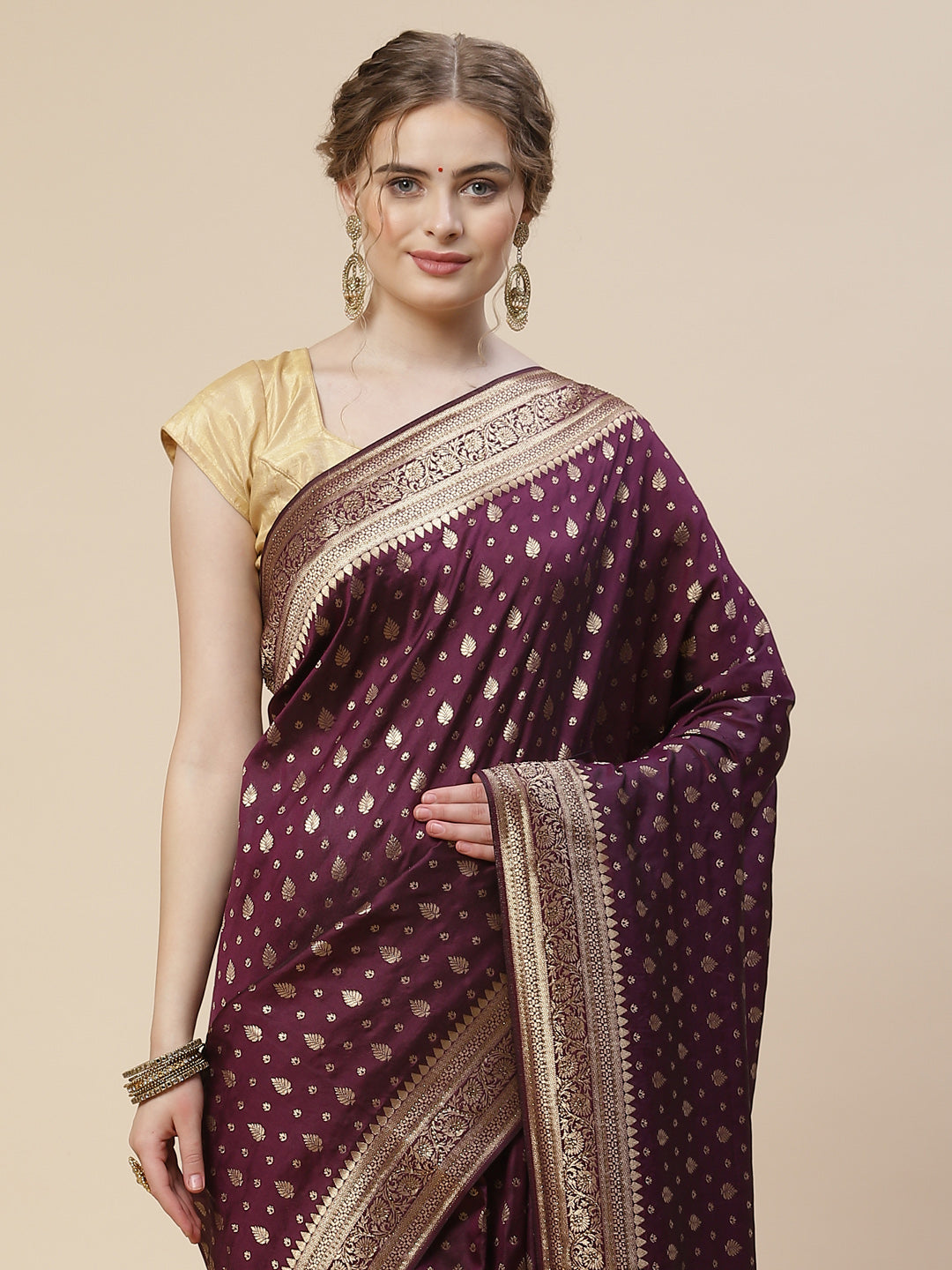 Stone Work Banarasi Woven Saree