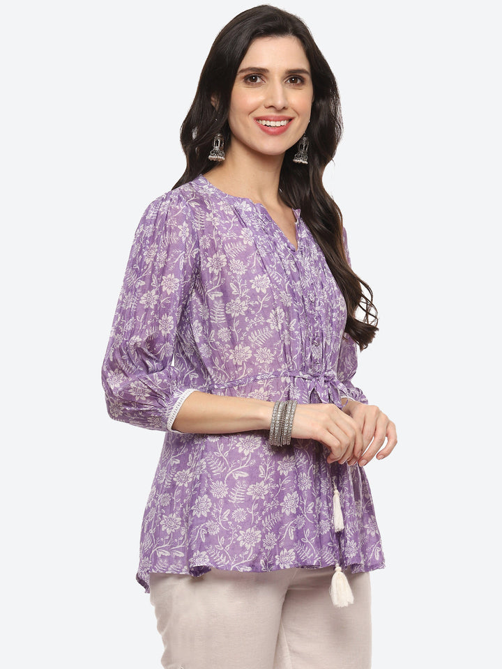 Floral Printed Muslin Kurti