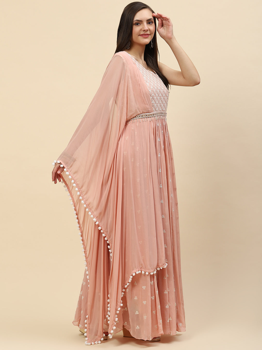 Resham Booti Georgette Gown Dress