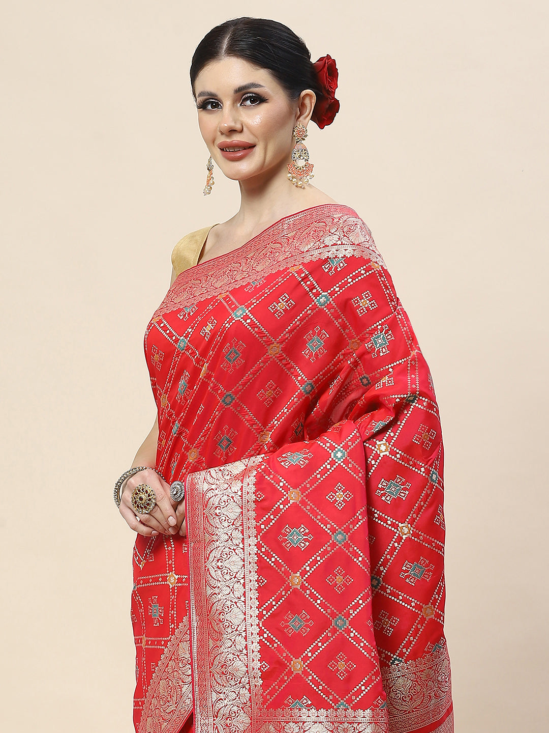Zari Jaal Woven Art Silk Banarsi Saree