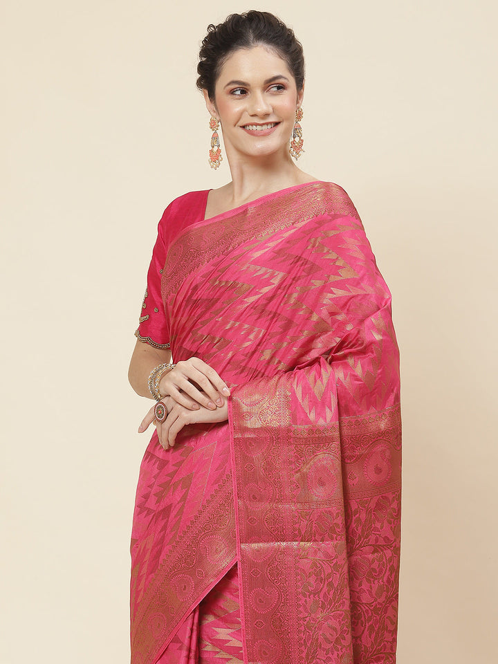 Leheriya Pattern Woven Handloom Saree