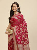 Floral Zari Jaal Georgette Woven Saree