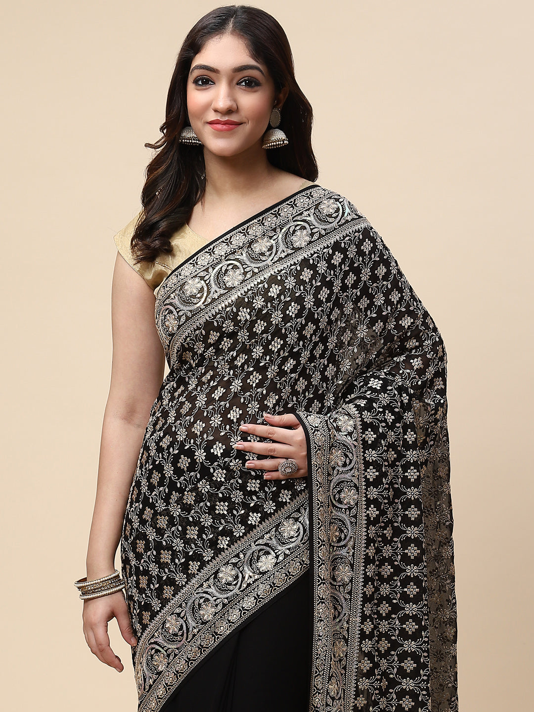 Resham Jaal Embroidered Georgette Saree