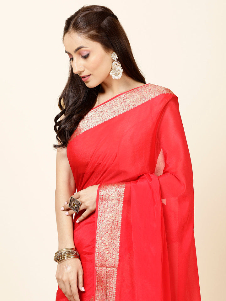 Zari Border Plain Crepe Saree