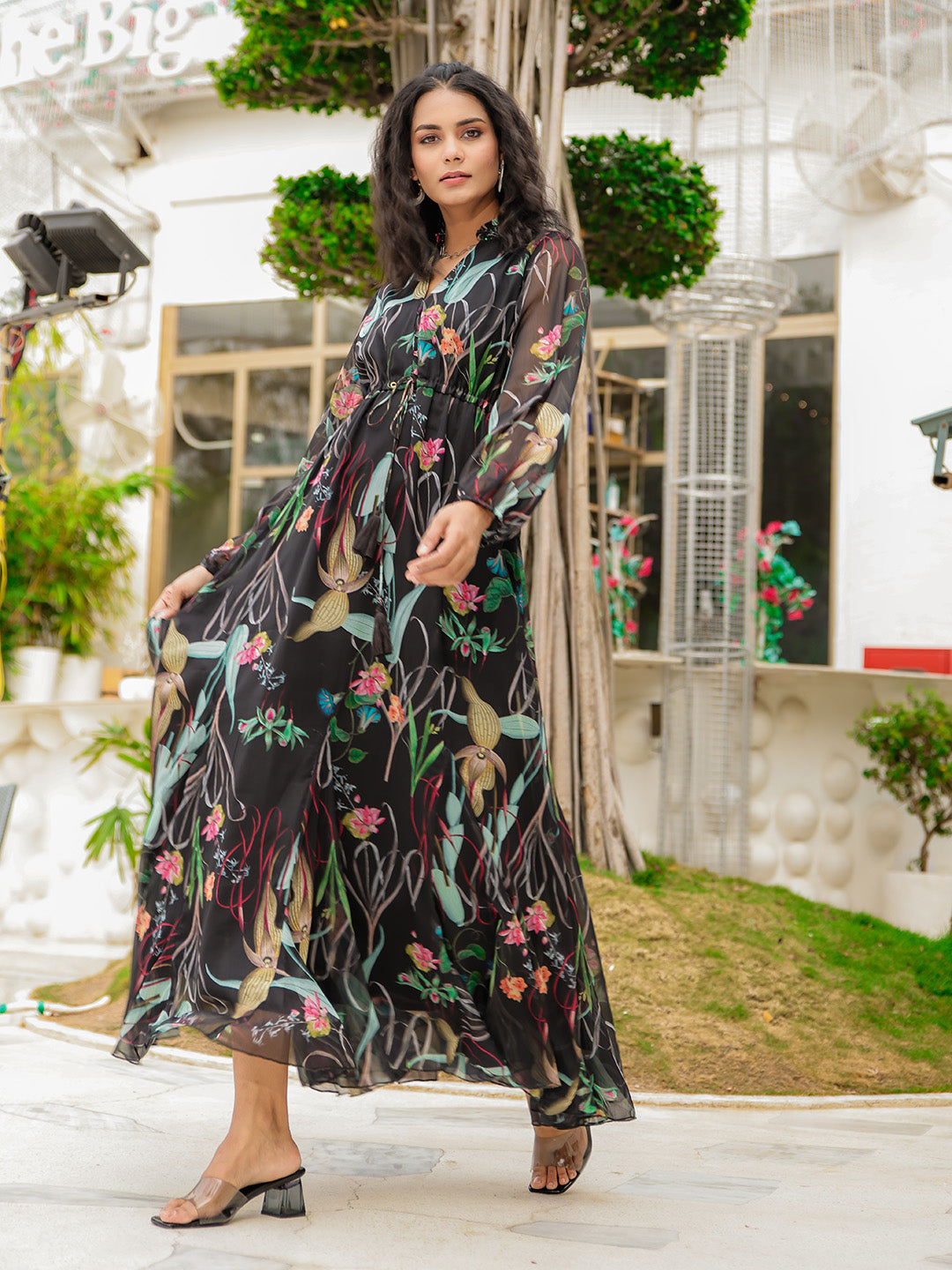 Black Art Silk Embroidered Kurta