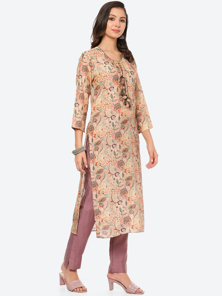 Floral Printed Muslin Kurta
