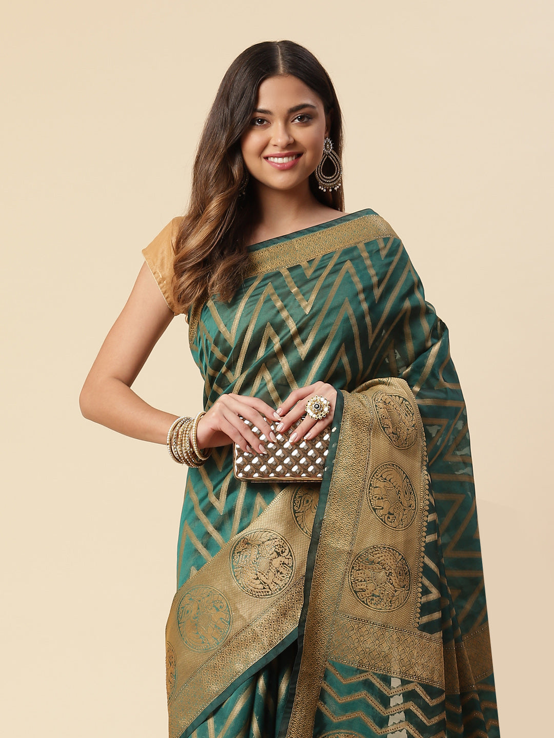 Stone Work Cotton Woven Saree