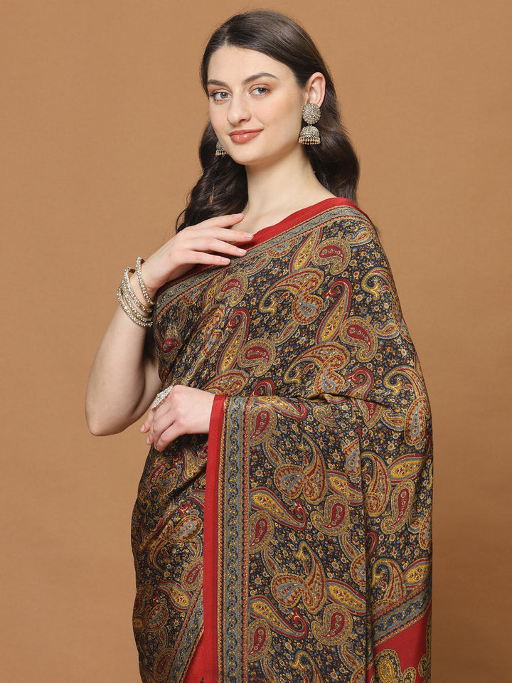 Digital Printed Satin Woven Saree