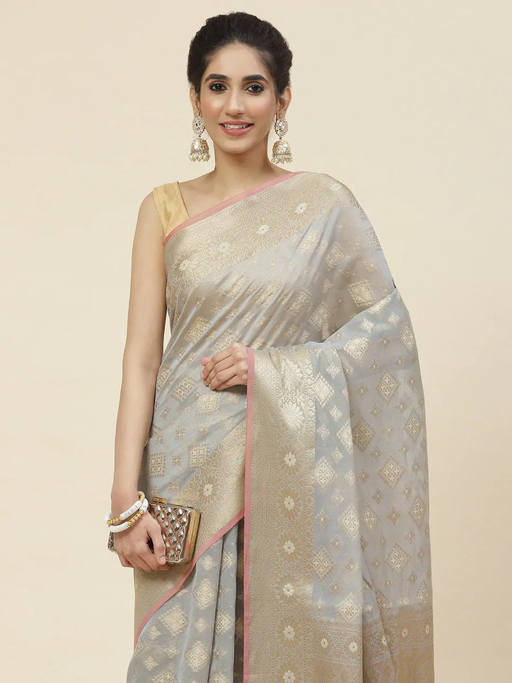 Zari Booti Cotton Woven Saree