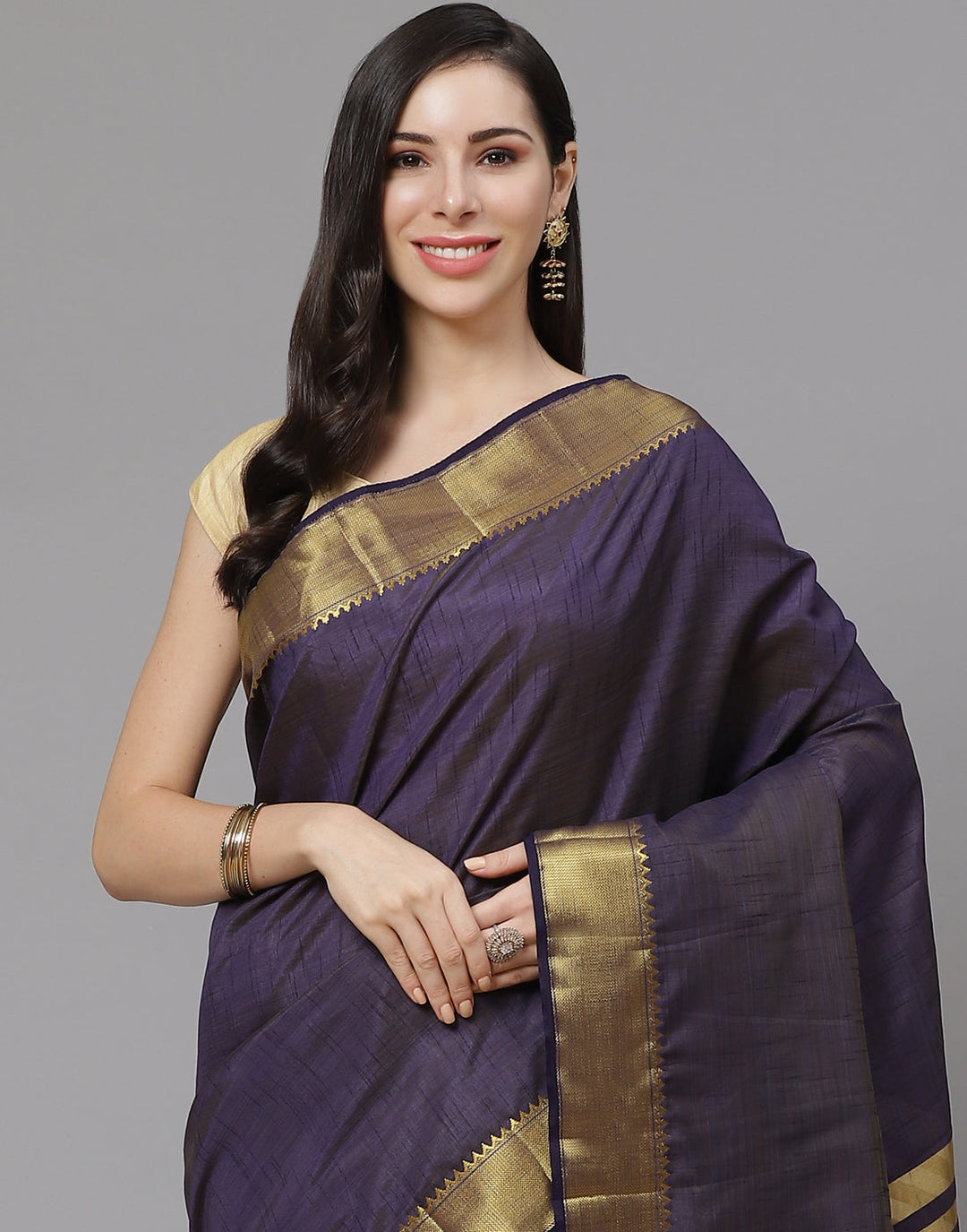 Plain Zari Border Art Handloom Woven Saree