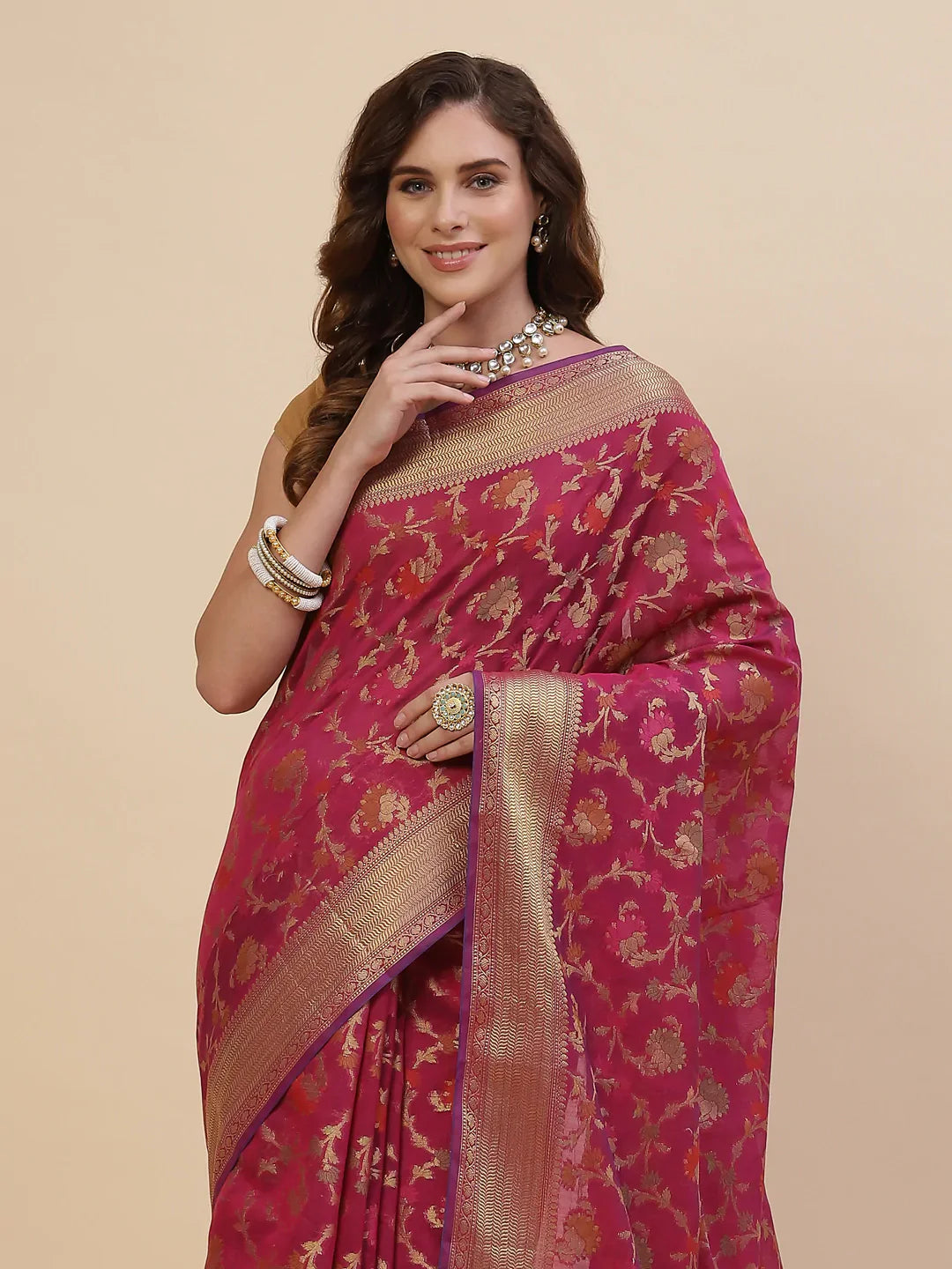 Zari Jaal Cotton Woven Saree