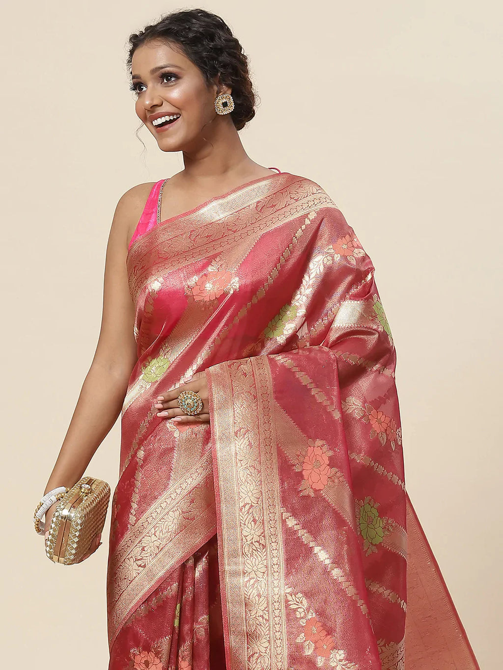 Floral Zari Jaal Handloom Woven Saree