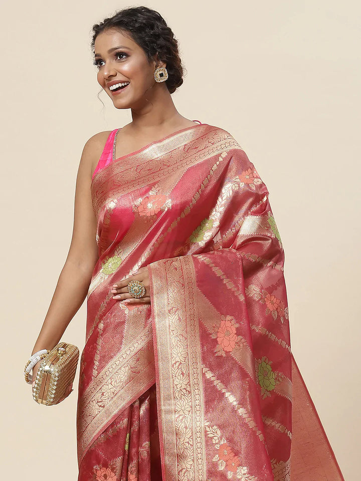 Floral Zari Jaal Handloom Woven Saree