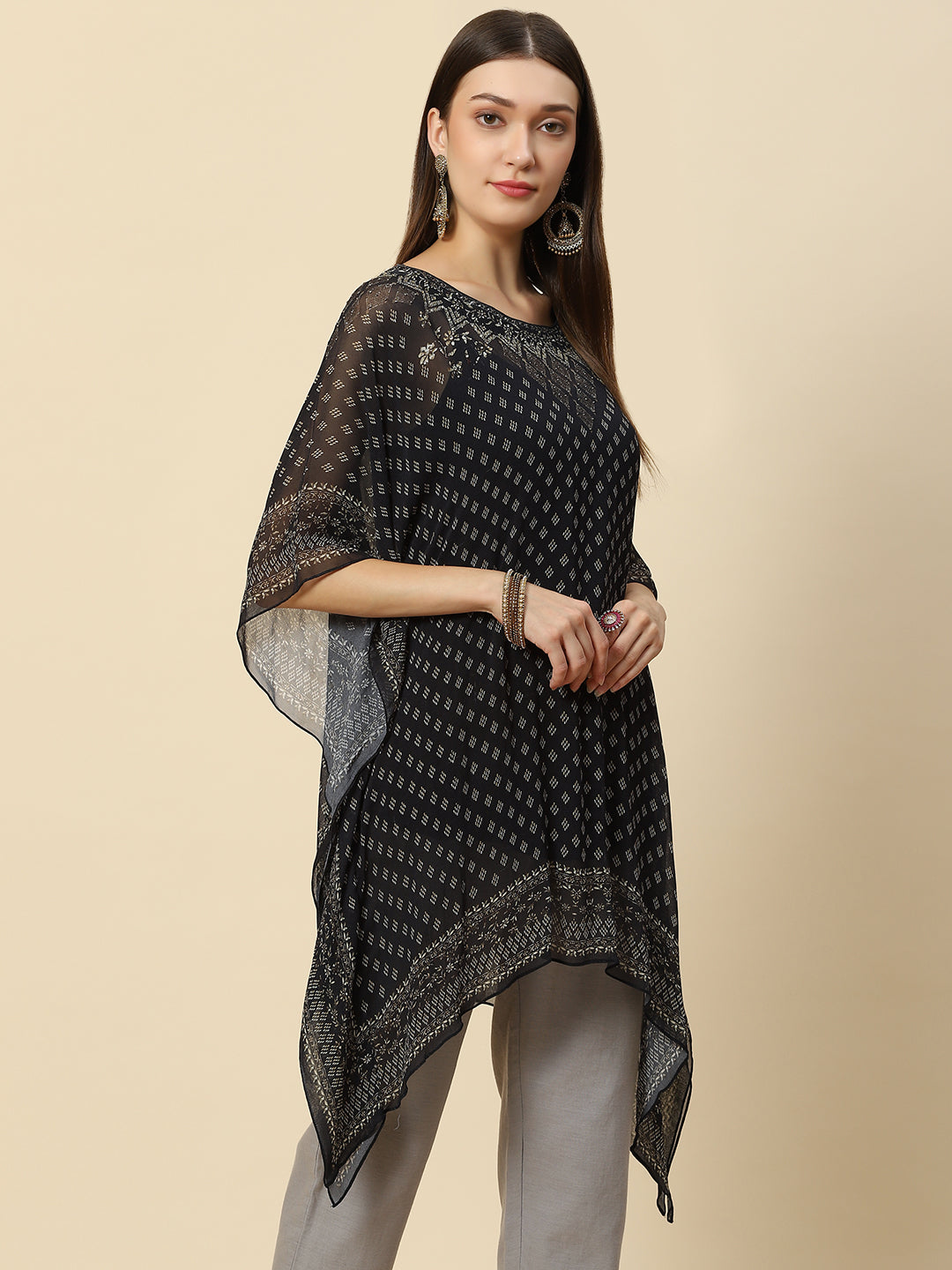 Digital Printed Georgette Kaftan Kurta