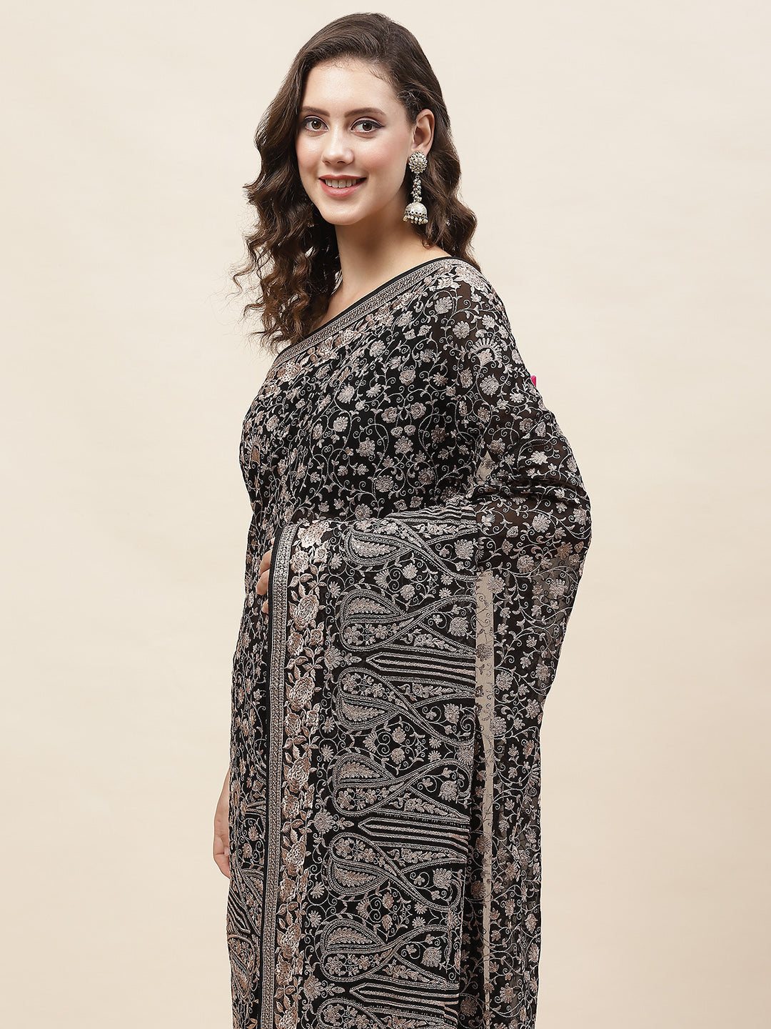 Resham Jaal Embroidery Georgette Saree