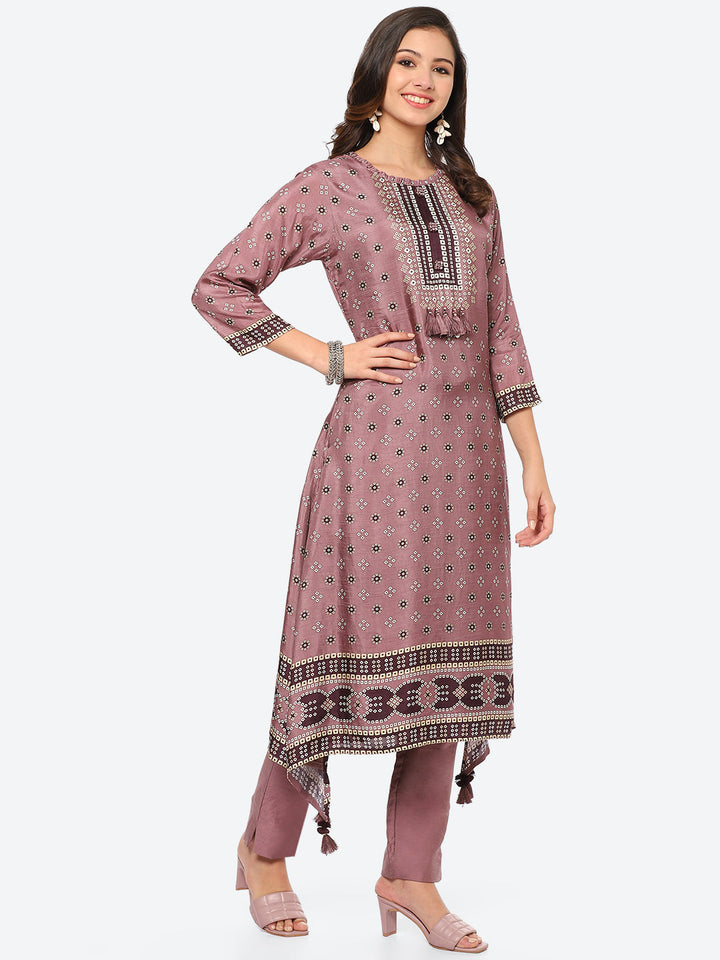 Printed Muslin Kurta With Pant