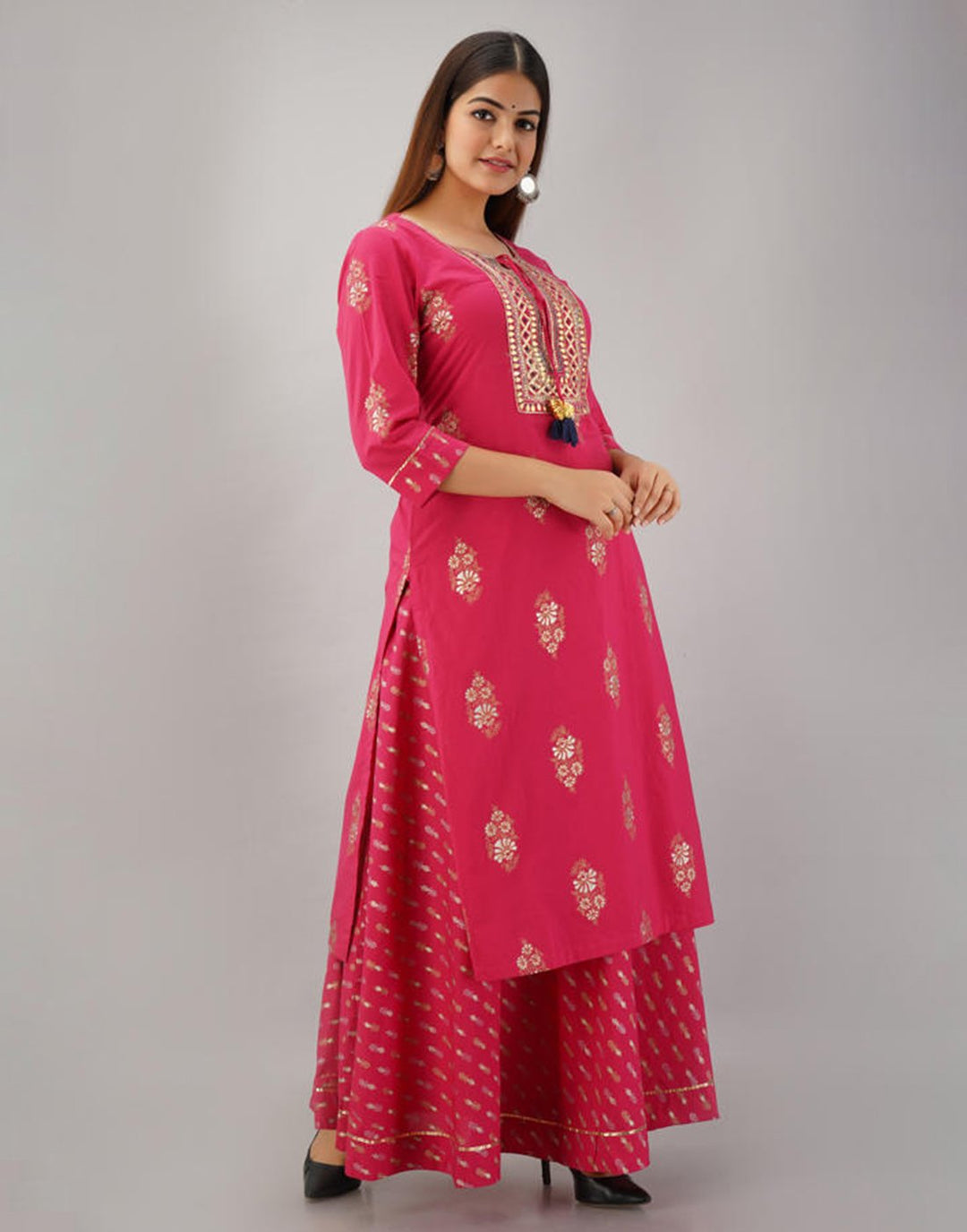 Printed Cotton Kurti With Palazzo