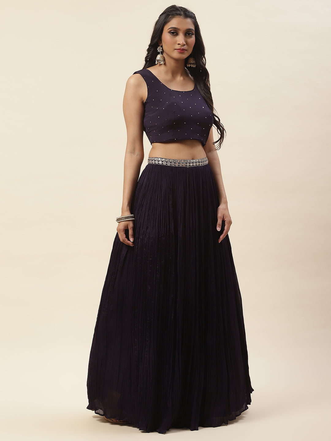 Crepe Lehenga Choli Blouse Crop Top