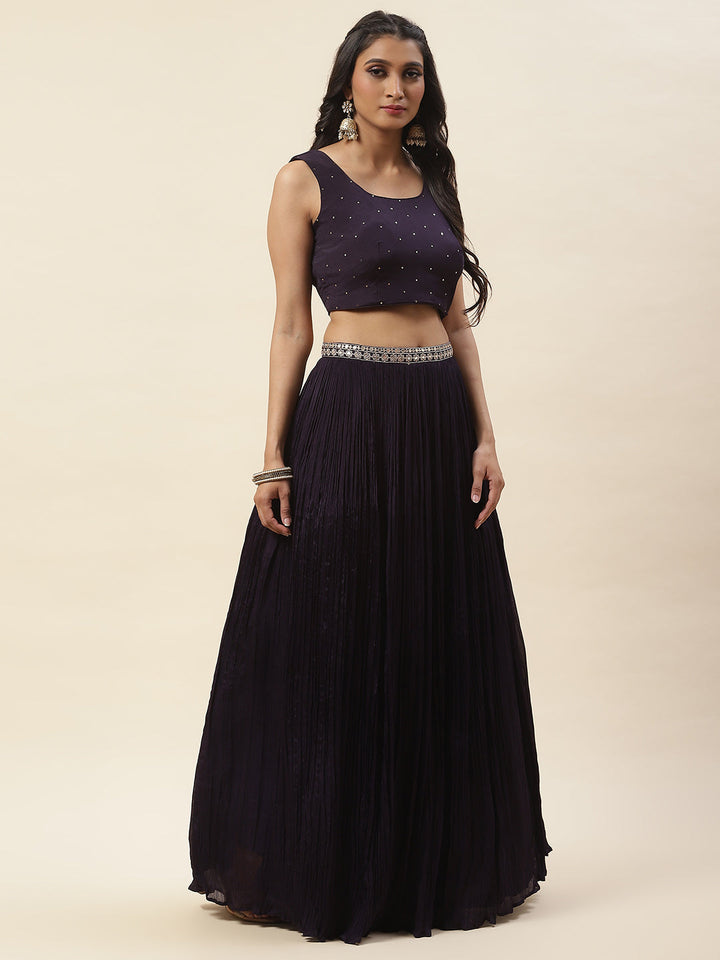 Crepe Lehenga Choli Blouse Crop Top