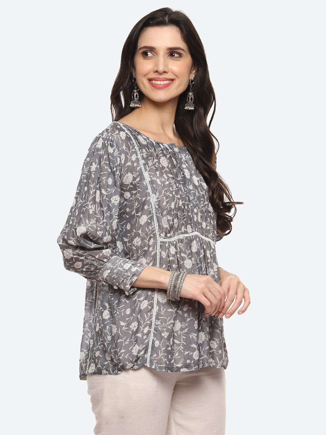 Floral Printed Muslin Kurti