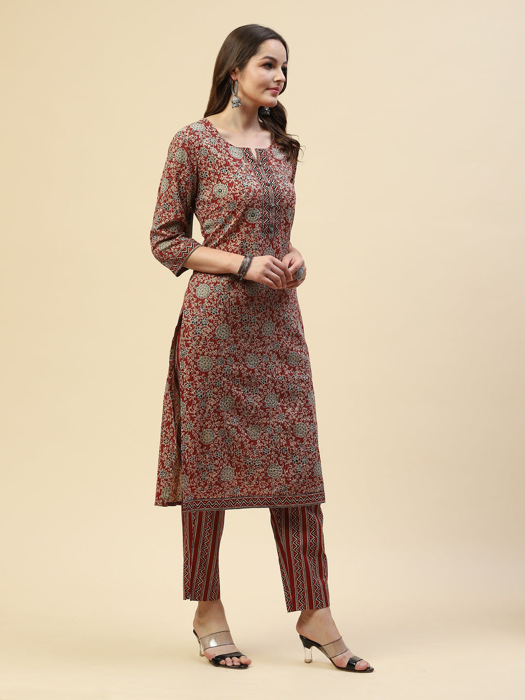 Printed Cotton Kurta With Pant &amp; Cotton Dupatta