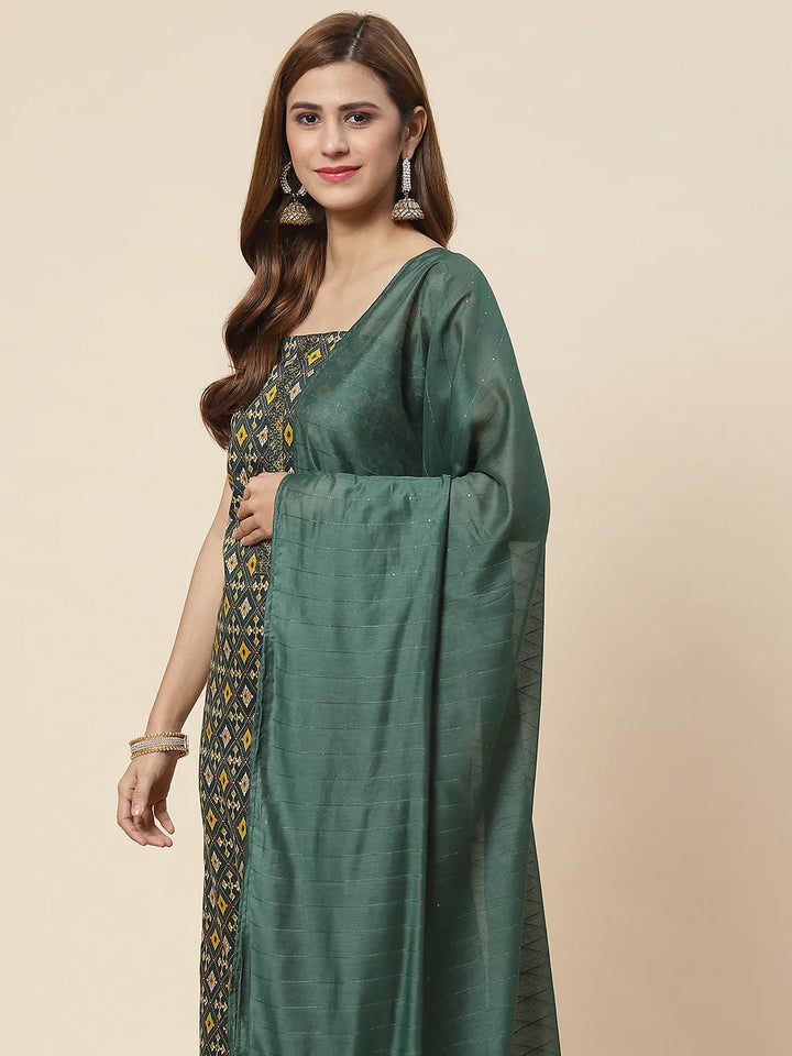 Printed Cotton Unstitched Suit Piece With Dupatta