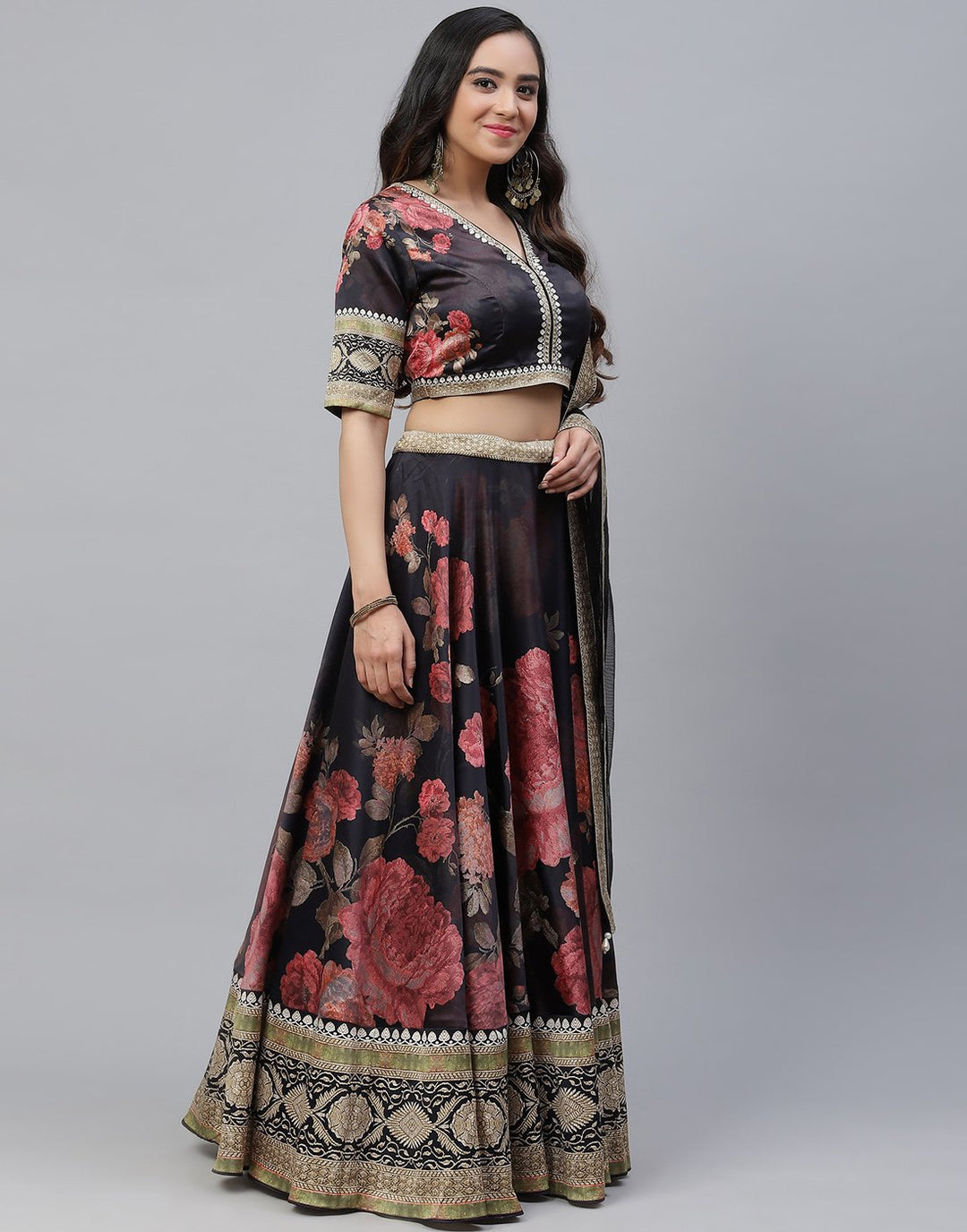 Satin Digital Print Lehenga