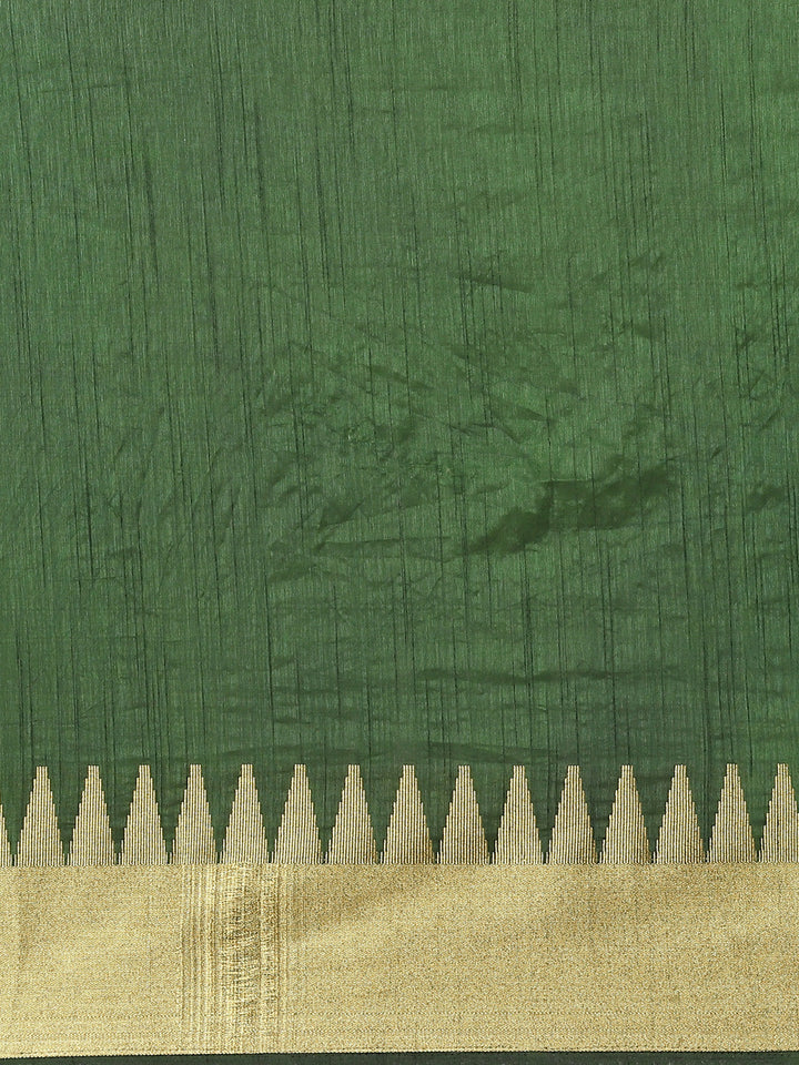 Plain Art Handloom Saree with  Temple Border