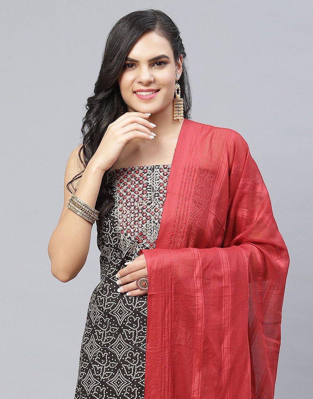 Cotton Printed Threadwork Suit piece