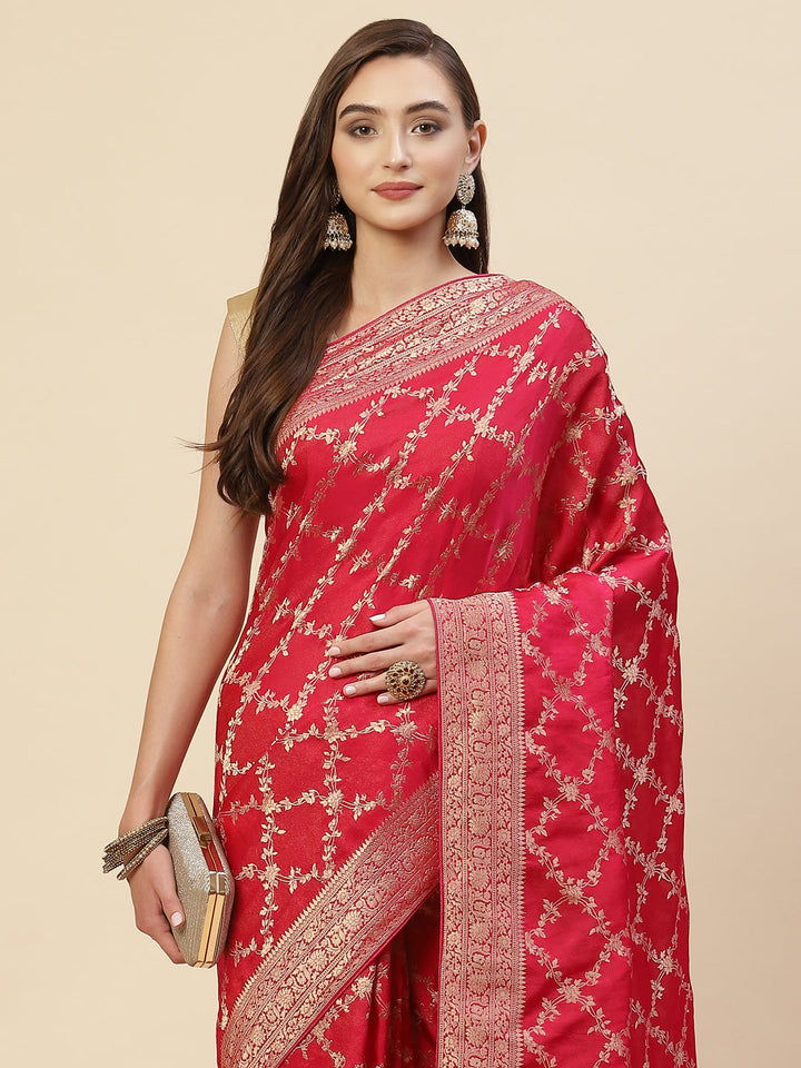 Zari Jaal Organza Woven Saree