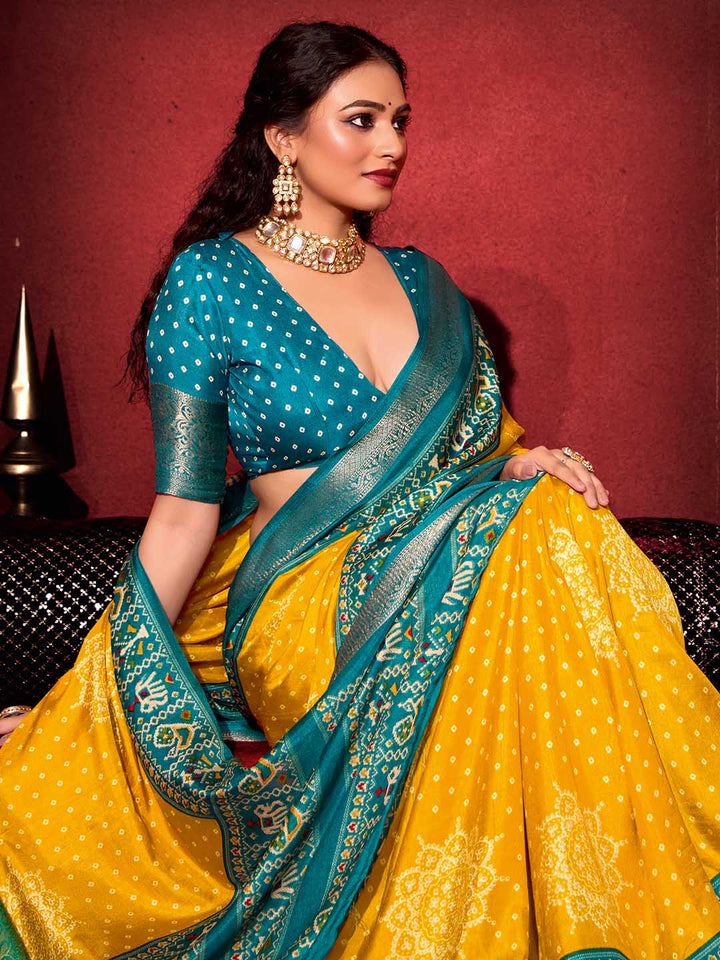 Bandhani Printed Art Silk Saree