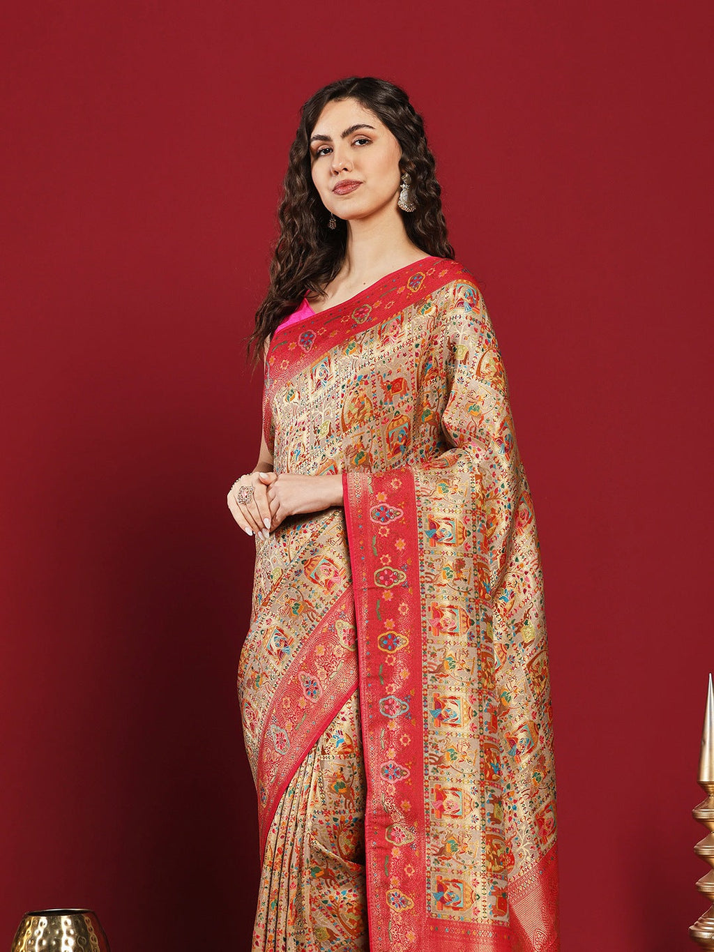 Woven Design Satin Saree