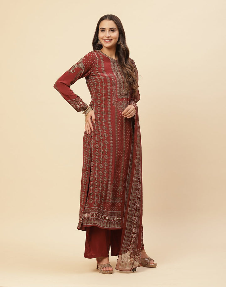 Digital Printed Crepe Salwar Kameez Stitched Suit With Georgette Dupatta