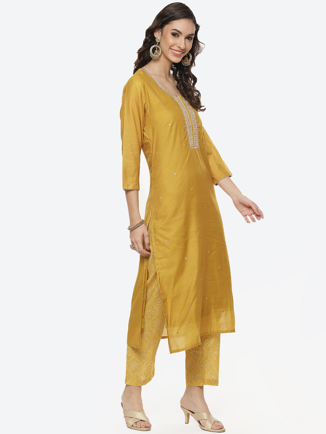 Printed Cotton Kurti With Pant And Dupatta